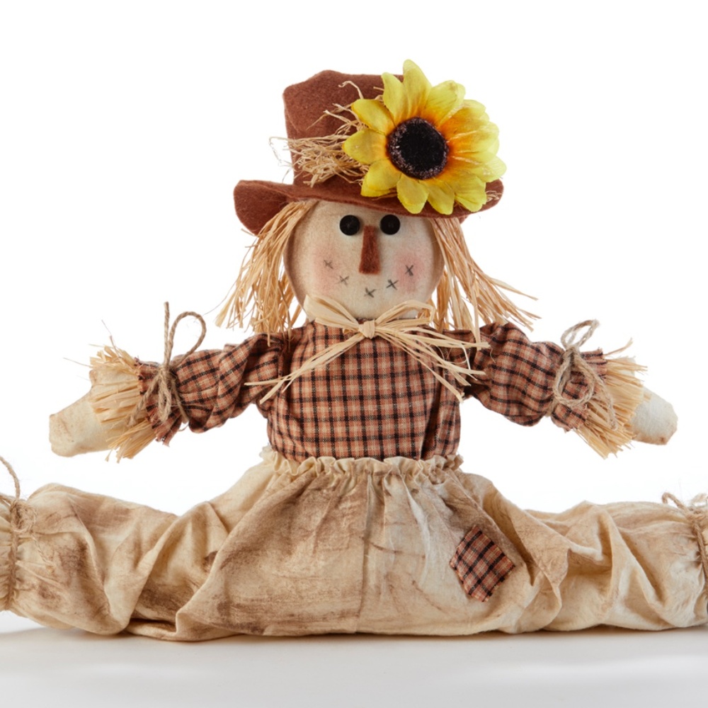 🎃 Split Leg Scarecrow w Sunflower Doll Halloween Fall Decor  New